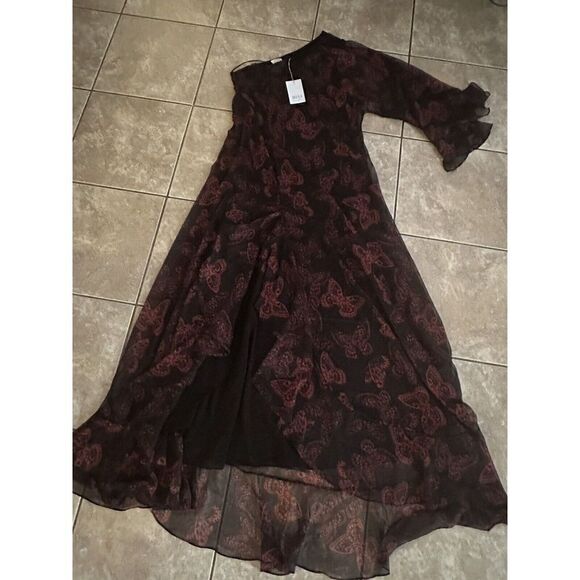 Misa Los Angeles Dresses & Skirts - NWT Misa Los Angeles M Maxi Butterfly One Sleeve Dress Ruffle